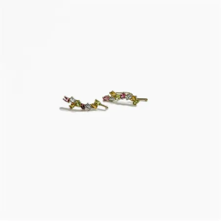 Pendientes Trepadores Mujer Oro 18kt y Circonitas Multicolor 05511209P