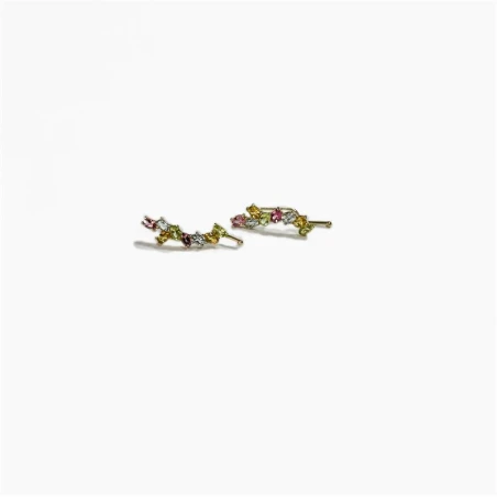 Pendientes Trepadores Mujer Oro 18kt y Circonitas Multicolor 05511209P