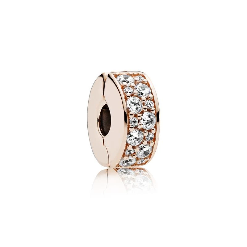 Clip con ajuste de silicona PANDORA Rose con circonita cúbica transparente