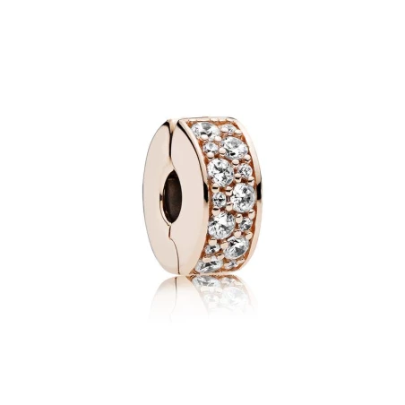 Clip con ajuste de silicona PANDORA Rose con circonita cúbica transparente