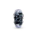 Wavy sterling silver charm with iridescent and dark blue Murano glass
