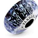 Wavy sterling silver charm with iridescent and dark blue Murano glass