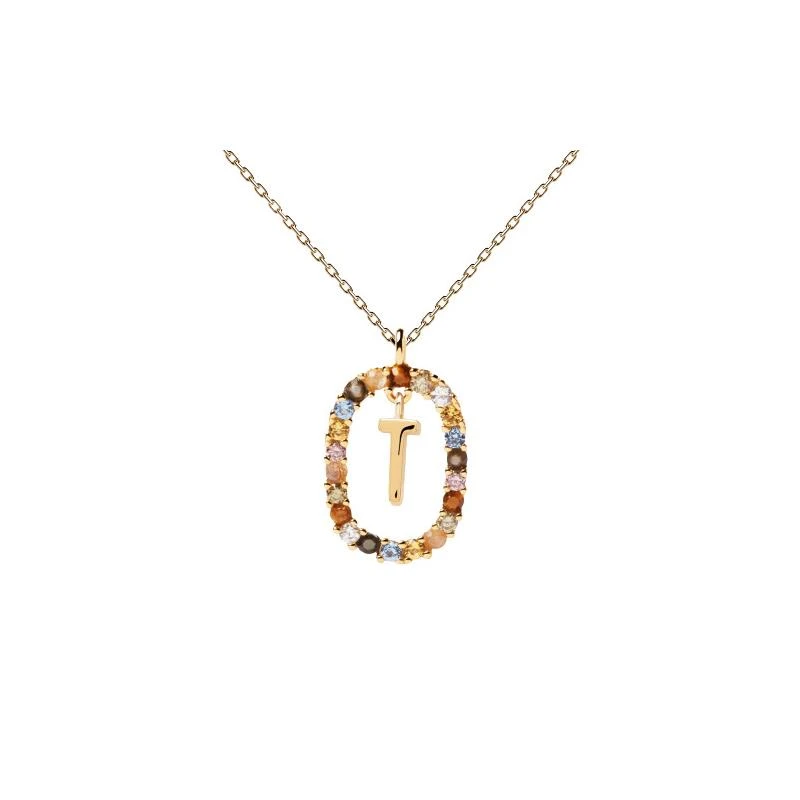 Gargantilla PdPaola Letra T Mujer Plata Baño Oro CO01-279-U
