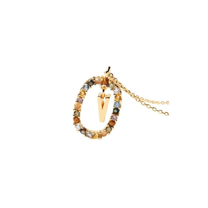 Gargantilla PdPaola Letra V Mujer Plata Baño Oro CO01-281-U