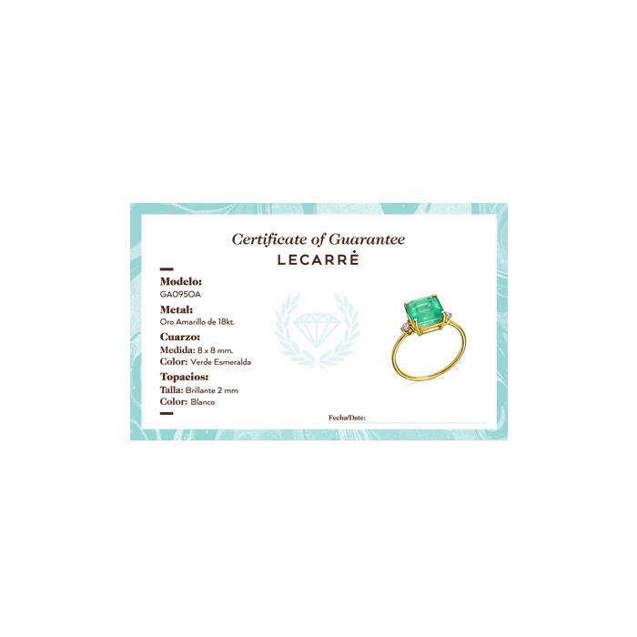 Anillo Le Carré Green Love Mujer Oro y Cuarzo Esmeralda  GA095OA