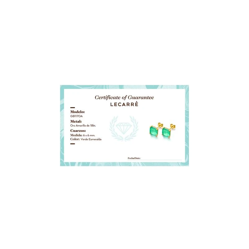 Pendientes Le Carré Green Love Mujer Oro y Cuarzo Esmeralda GB117OA.00