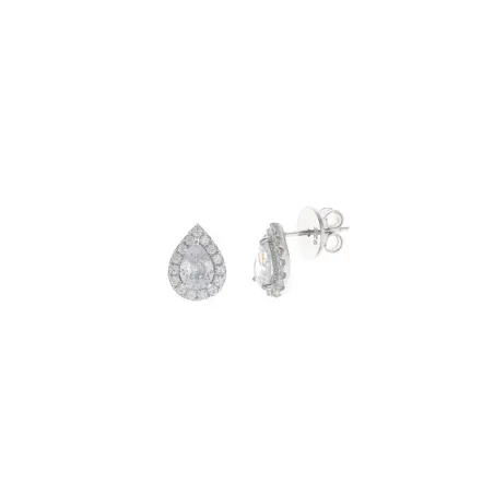 Pendientes Salvatore Mujer Plata Baño Rodio, Cristal blanco y Circonitas 112A0268