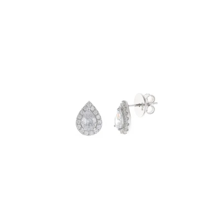 Pendientes Salvatore Mujer Plata Baño Rodio, Cristal blanco y Circonitas 112A0268