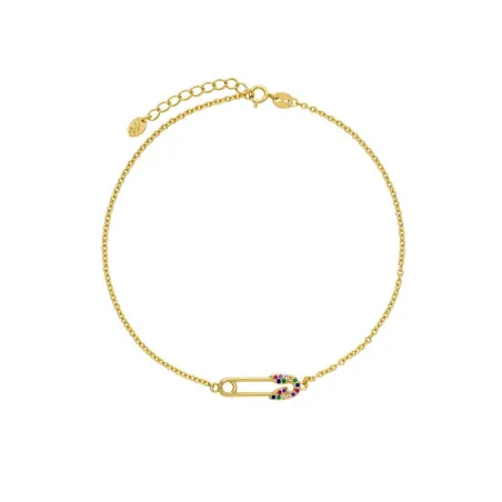 Tobillera Marea Mujer Imperdible Plata Baño Oro y Circonitas Multicolor D02009/AJ