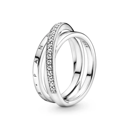 Anillo Pandora Cruzado Triple Banda Pavé 199057C01
