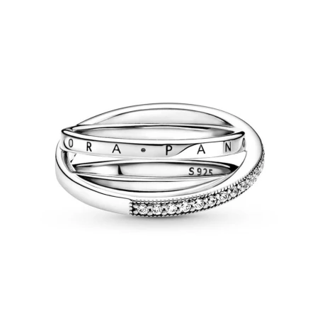 Anillo Pandora Cruzado Triple Banda Pavé 199057C01