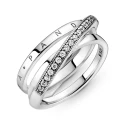 Anillo Pandora Cruzado Triple Banda Pavé 199057C01