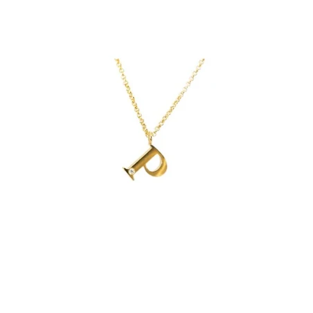 Gargantilla Mon Petit Diamant Mujer Letra P Plata Baño Oro y Diamante COP-MPD