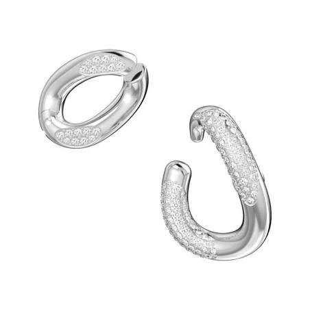 Pendientes Ear Cuff Swarovski Dextera Mujer Baño Rodio y Cristal Blanco 5618303