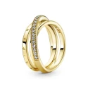 Anillo Pandora Shine Cruzado Triple Banda en Pavé 169057C01