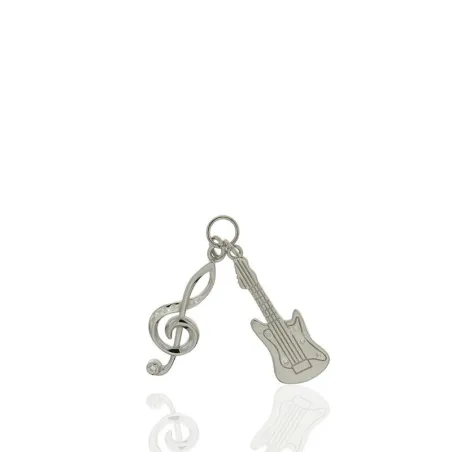 Colgante Algecor Mujer Plata Baño Rodio Guitarras Y Clave De Sol CCO0334