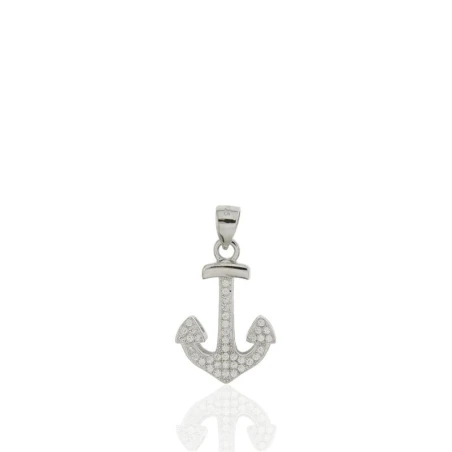 Colgante Algecor Mujer Plata Baño Rodio y Circonitas Ancla CCO0316