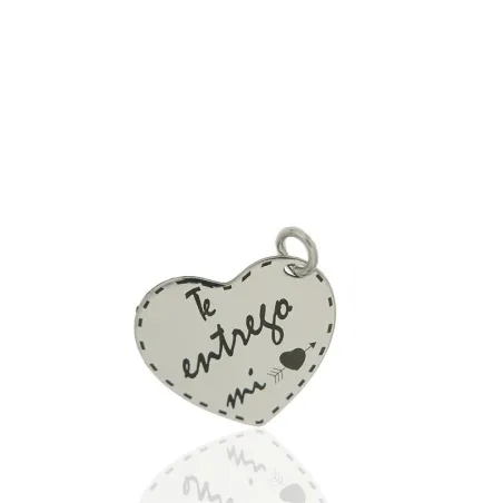Colgante Algecor Mujer Corazón Plata Baño Rodio "Te entrego mi Corazón" PCO0557