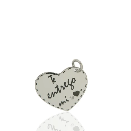 Colgante Algecor Mujer Corazón Plata Baño Rodio "Te entrego mi Corazón" PCO0557