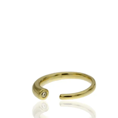 Anillo Mujer Abierto Plata Baño Oro y Circonita CSO0263-DO
