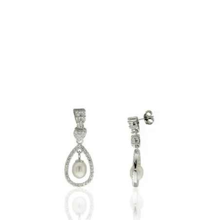 Pendientes Algecor Mujer Plata, Circonitas y Perla CPE0580