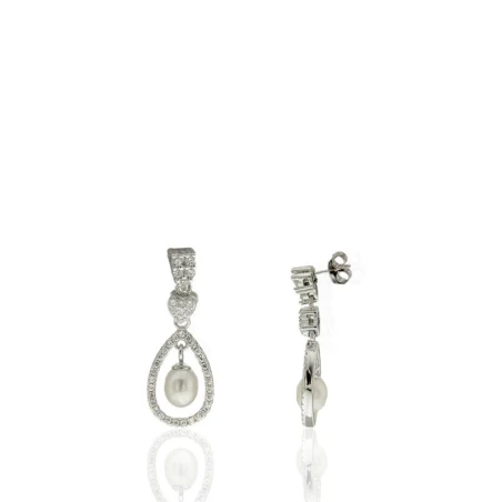 Pendientes Algecor Mujer Plata, Circonitas y Perla CPE0580