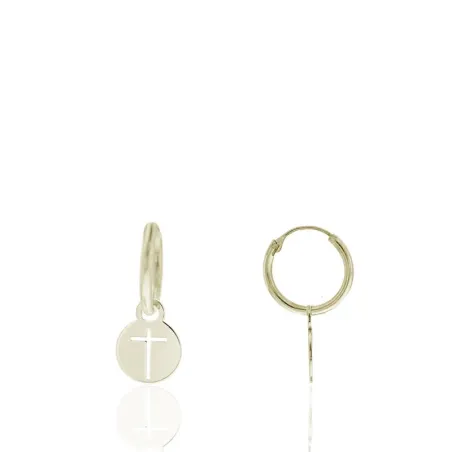 Pendientes Algecor Mujer Plata Baño Oro Cruz PAR0213-DO
