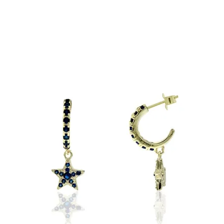 Pendientes Algecor Mujer Plata Baño Oro Medio Aro y Estrella CPE0962-DO-AZ