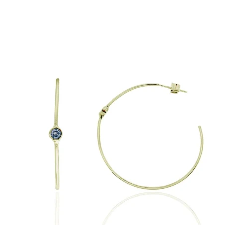 Pendientes Algecor Mujer Aro Plata Baño Oro y Circonita Azul CPA0067-DO-AZ