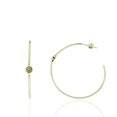 Pendientes Algecor Mujer Aro Plata Baño Oro y Circonita Verde CPA0067-DO-VE