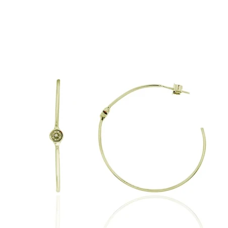 Pendientes Algecor Mujer Aro Plata Baño Oro y Circonita Verde CPA0067-DO-VE
