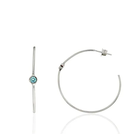 Pendientes Algecor Mujer Aro Plata Baño Rodio y Circonita Turquesa CPA0067-RD-TU