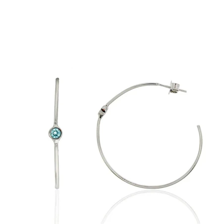 Pendientes Algecor Mujer Aro Plata Baño Rodio y Circonita Turquesa CPA0067-RD-TU