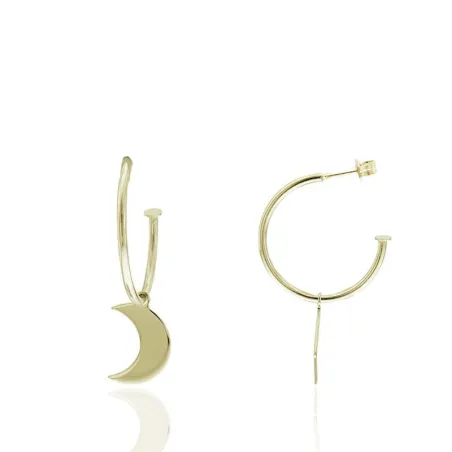 Pendientes Algecor Mujer Plata Baño Oro Aro y Luna PPE1189-DO