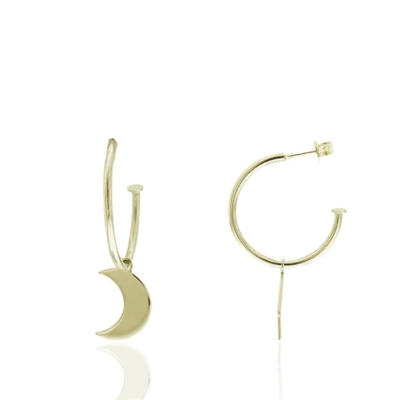 Pendientes Algecor Mujer Plata Baño Oro Aro y Luna PPE1189-DO