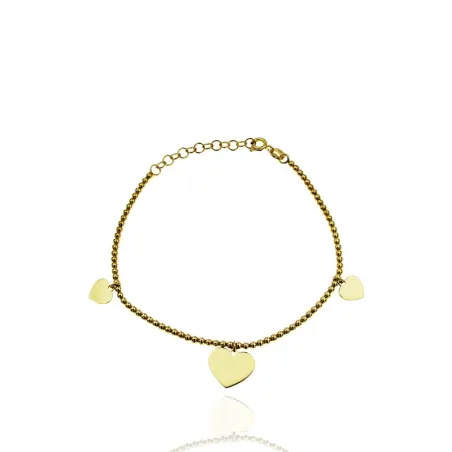 Pulsera Algecor Mujer Bolitas y Corazones Plata Baño Oro PPU4012-DO