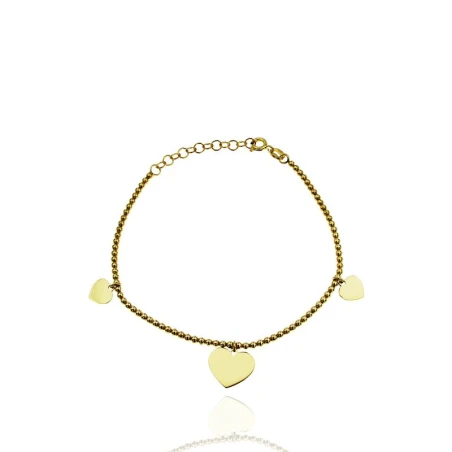 Pulsera Algecor Mujer Bolitas y Corazones Plata Baño Oro PPU4012-DO