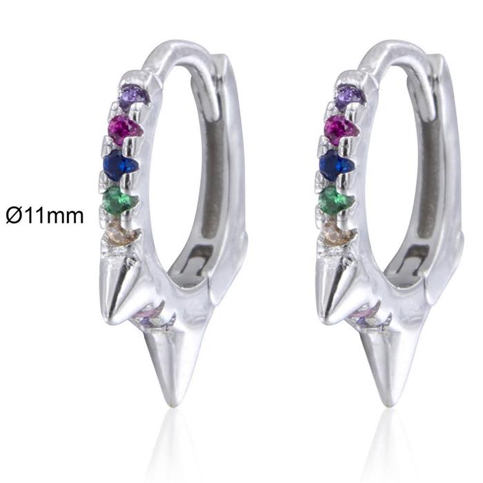 Pendientes Algecor Mujer Aro Plata y Circonitas Multicolor CPA0140-RD-CO