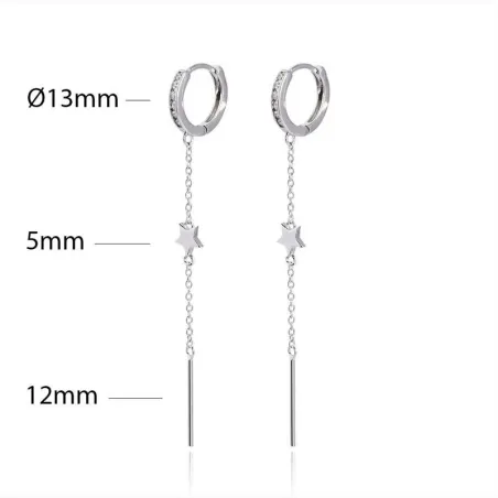 Pendientes Algecor Mujer Plata Aro Cadena Estrella y Barra CPA0167-RD