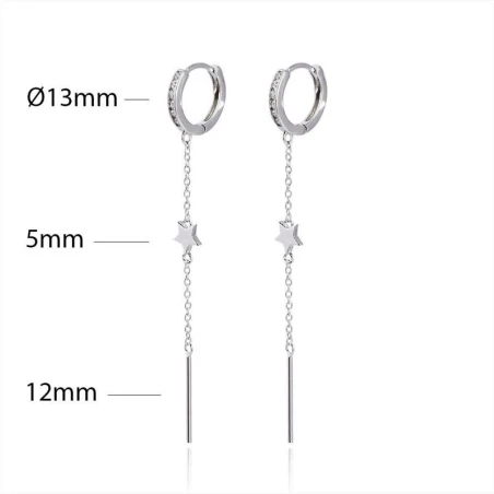 Pendientes Algecor Mujer Plata Aro Cadena Estrella y Barra CPA0167-RD