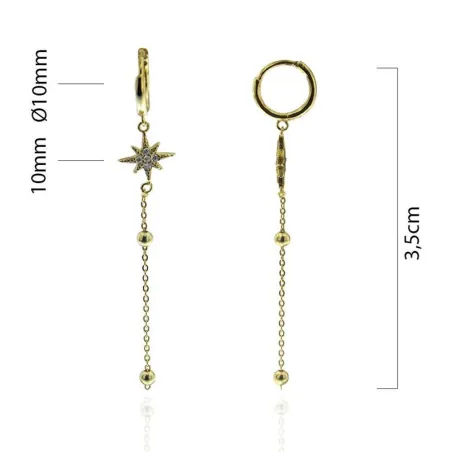 Pendientes Algecor Mujer Plata Baño Oro Aro, Estrella y Cadena CPA0168-DO