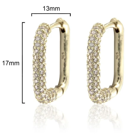 Pendientes Algecor Mujer Plata Baño Oro Argolla Rectangular y circonitas CPA0178-DO-BL