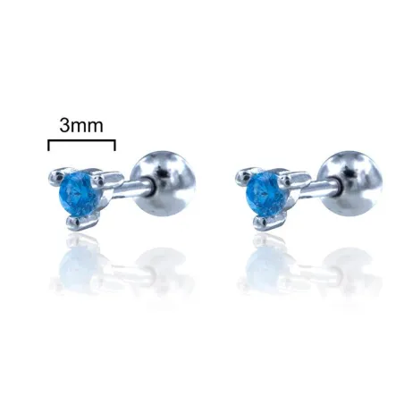 Pendiente Individual Algecor Mujer Plata Piedra Azul CPE1185-RD