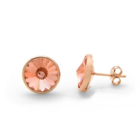 Pendientes Victoria Cruz  Basic Mujer Plata Baño Rosé y Circonita Peach