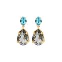 Pendientes Victoria Cruz Louis Mujer Plata Baño Oro y Cristal Swarovski Aquamarina y Gris A3618-03DT