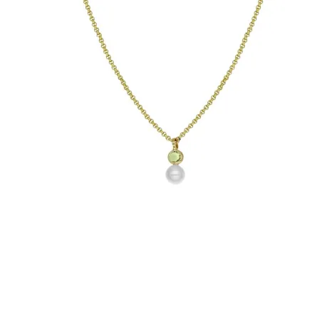 Gargantilla Victoria Cruz Amalia Mujer Plata Baño Oro, Perla y Cristal Swarovski Peridoto A3947-14DG