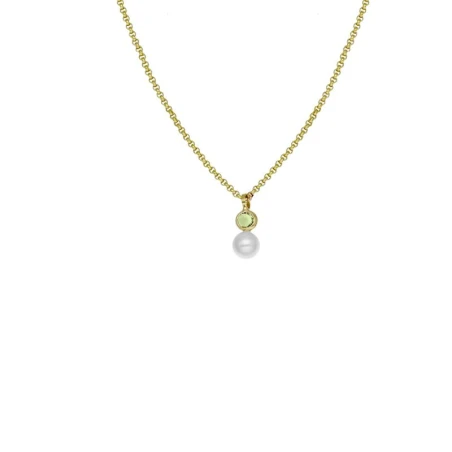 Gargantilla Victoria Cruz Amalia Mujer Plata Baño Oro, Perla y Cristal Swarovski Peridoto A3947-14DG