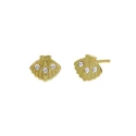 Pendientes Victoria Cruz Ocean Mujer Concha Plata Baño Oro y Cristal Swarovski blanco A4014-07DT