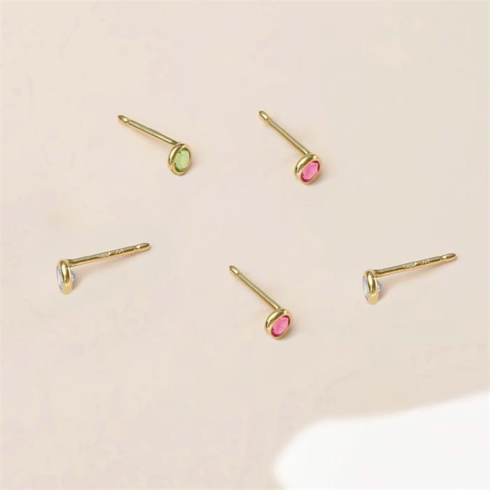 Pendientes Victoria Cruz Lis Mujer Plata Baño Oro y Cristal Swarovski Aquamarina A3959-10DT