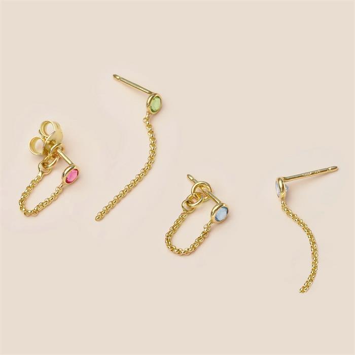 Pendientes Victoria Cruz Lis Mujer Plata Baño Oro y Cristal Swarovski Aquamarina A3980-10DT